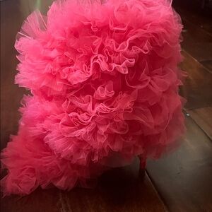 Vibrant Pink Tulle Ruffle Heels